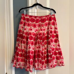 Ann Taylor Pink & Red Floral Circle Skirt